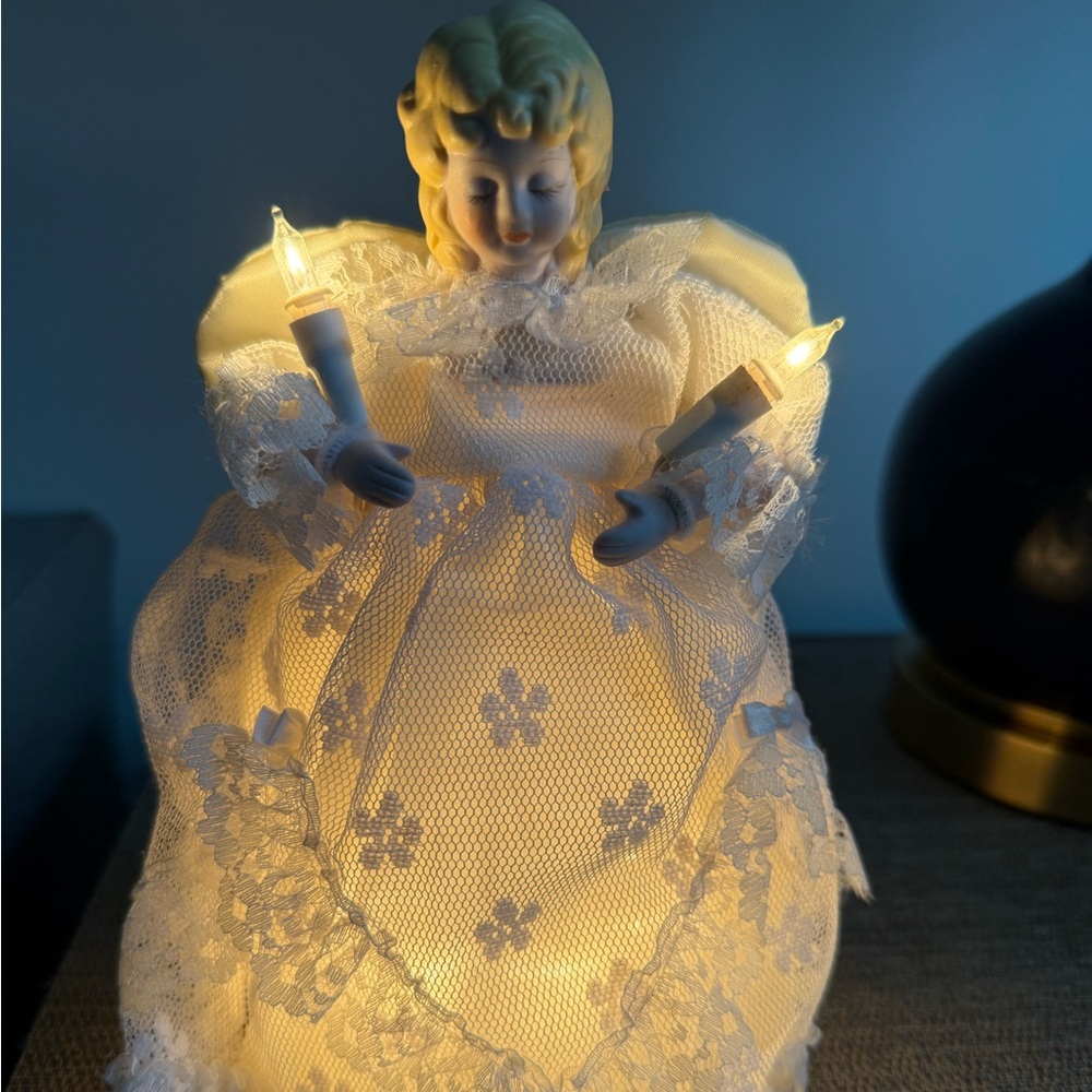 Victorian Lighted Angel Tree Topper - Picture 1 of 5